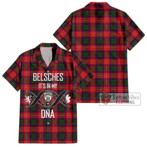 Belsches Tartan Short Sleeve Button Shirt with Family Crest DNA In Me Style