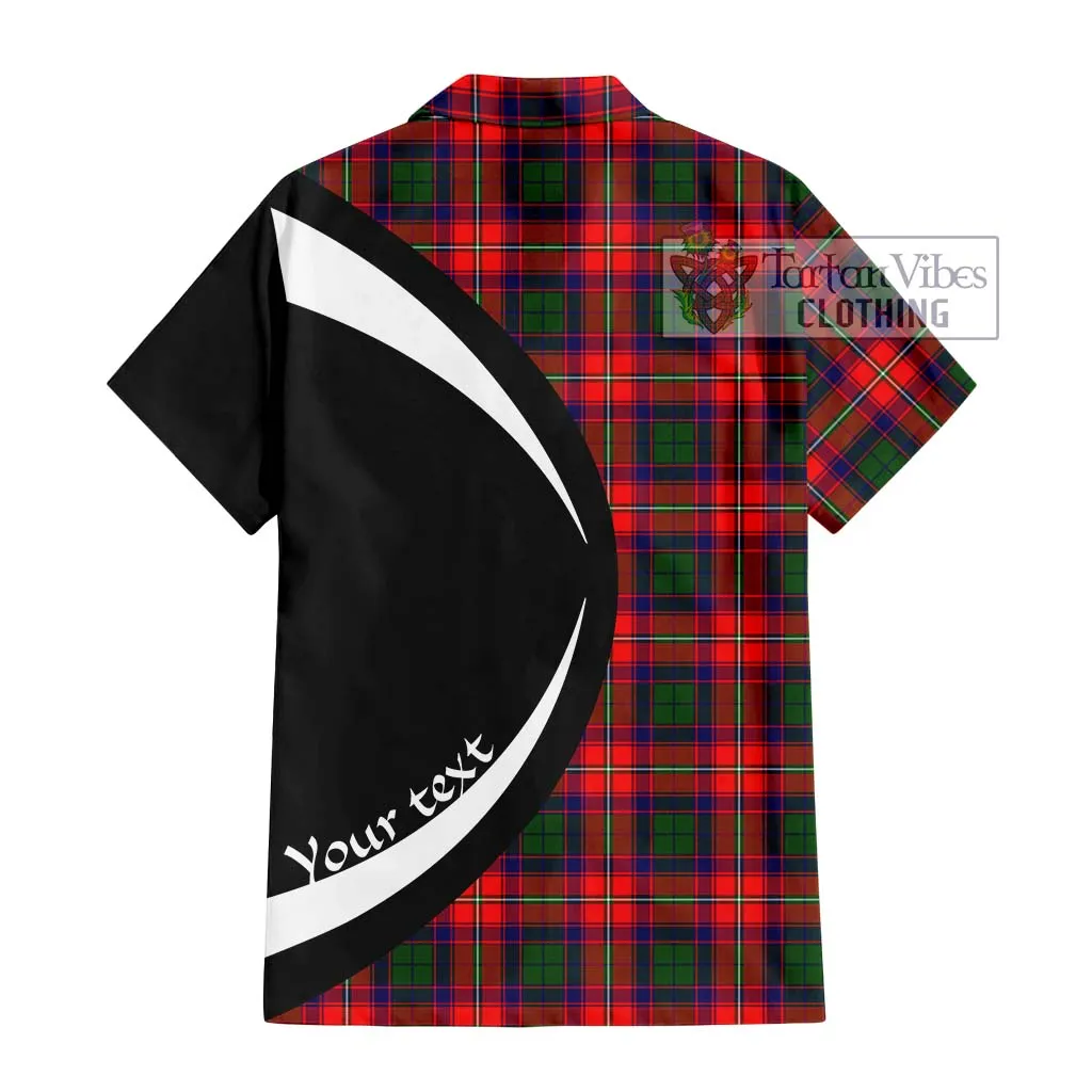 Belshes Tartan Short Sleeve Button Up with Family Crest Circle Style