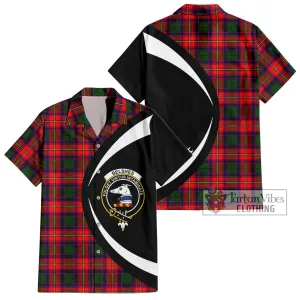 Belshes Tartan Short Sleeve Button Up with Family Crest Circle Style