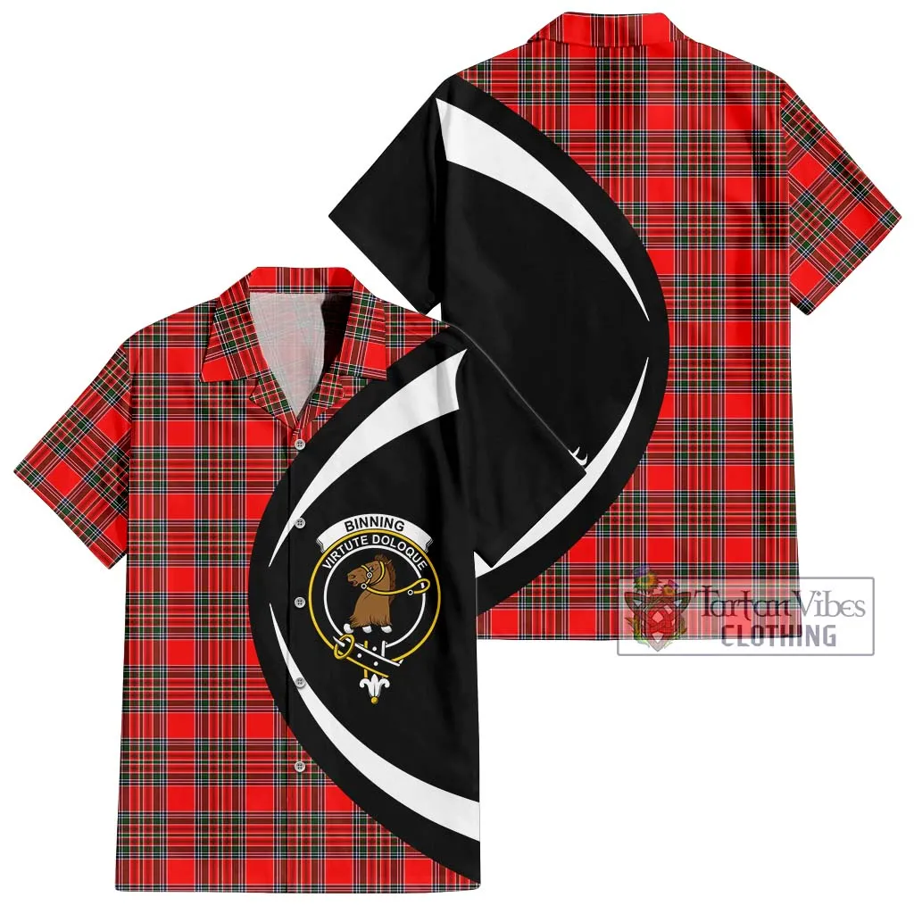 Binning Tartan Short Sleeve Button Up with Family Crest Circle Style