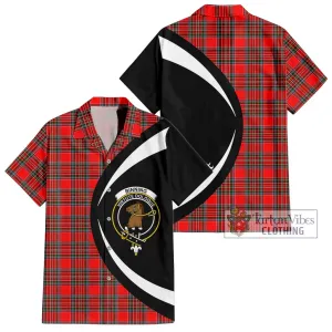 Binning Tartan Short Sleeve Button Up with Family Crest Circle Style