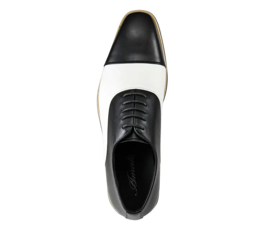 Black and White Men's Fashion Design Lace-Up Leather Shoes Style No-CAMDEN