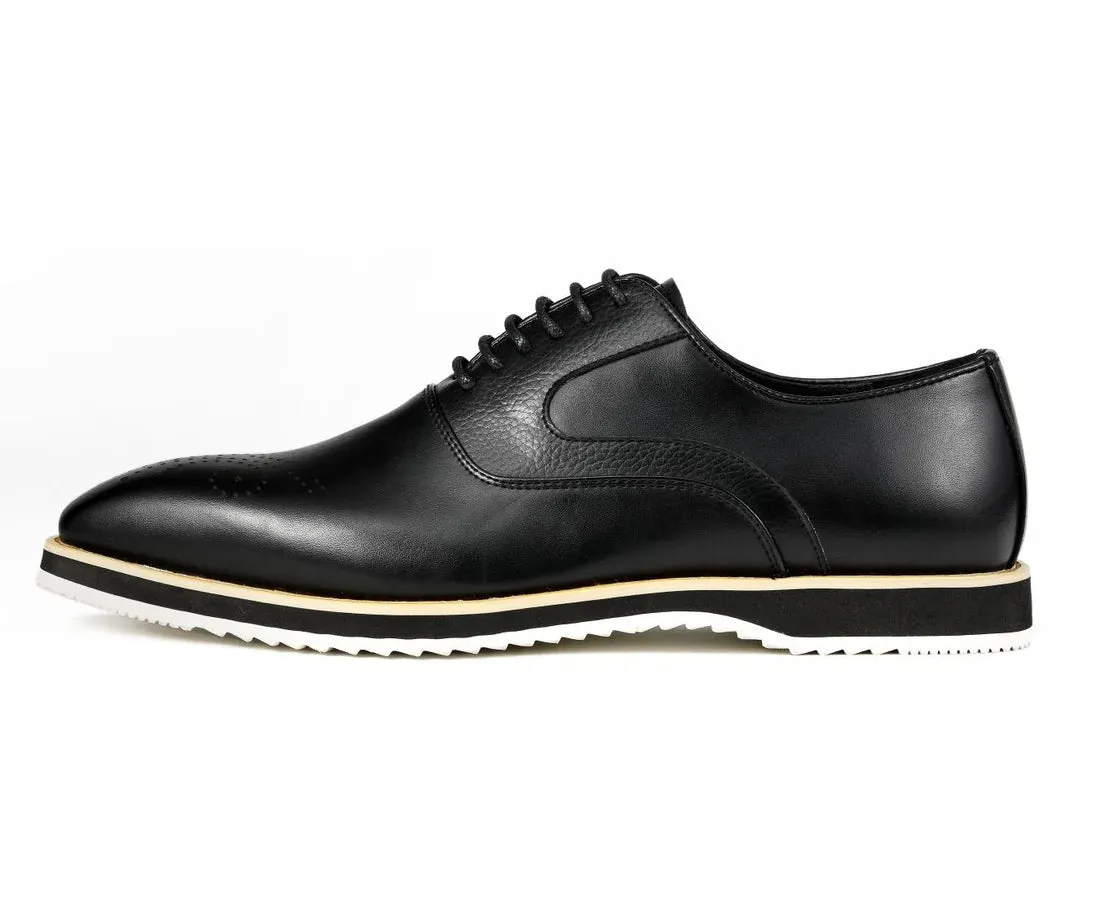 Black Men's Fashion Design Foam Sole Lace-Up Leather Shoes Style No-GIDEON