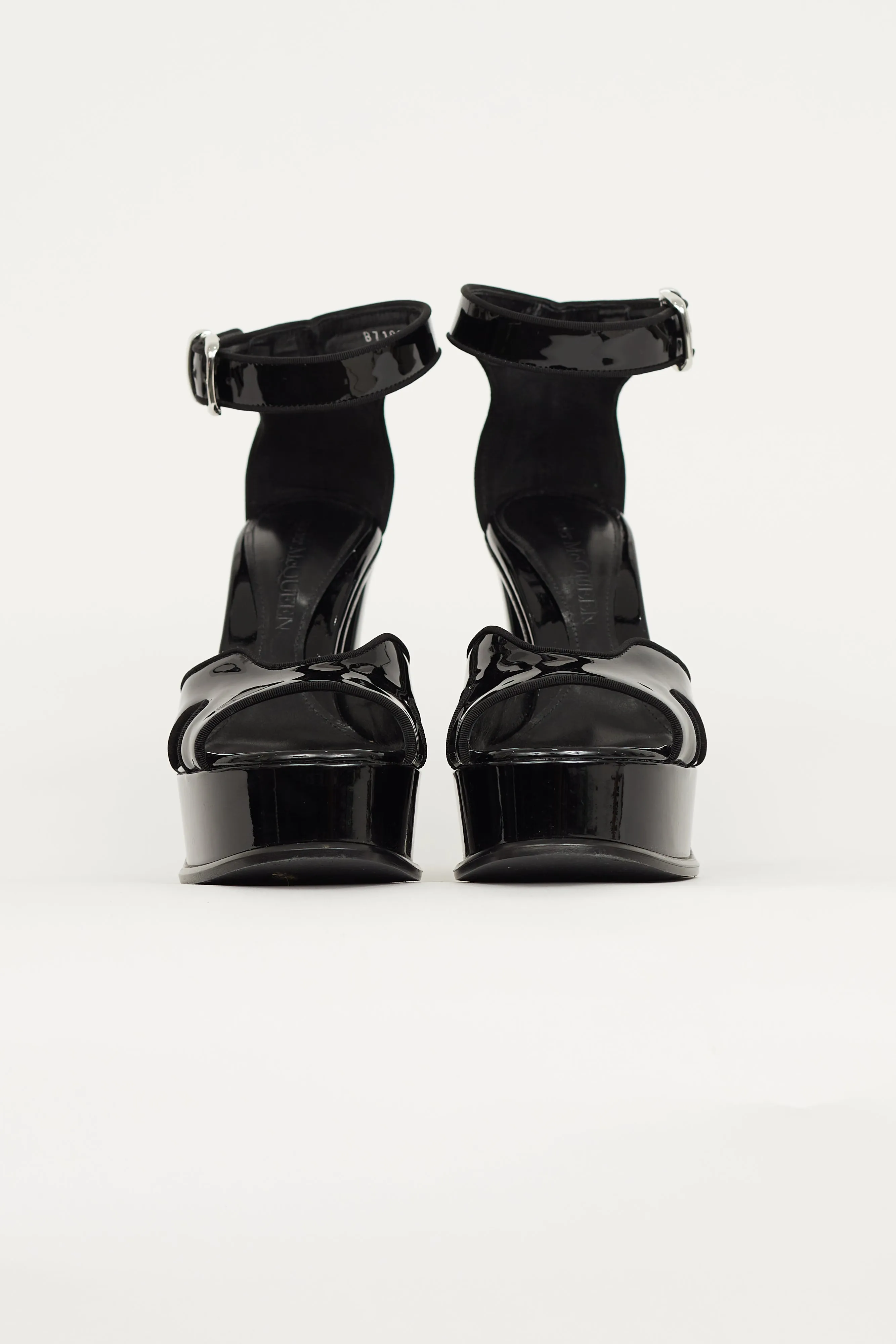 Black Patent Platform Strappy Heel