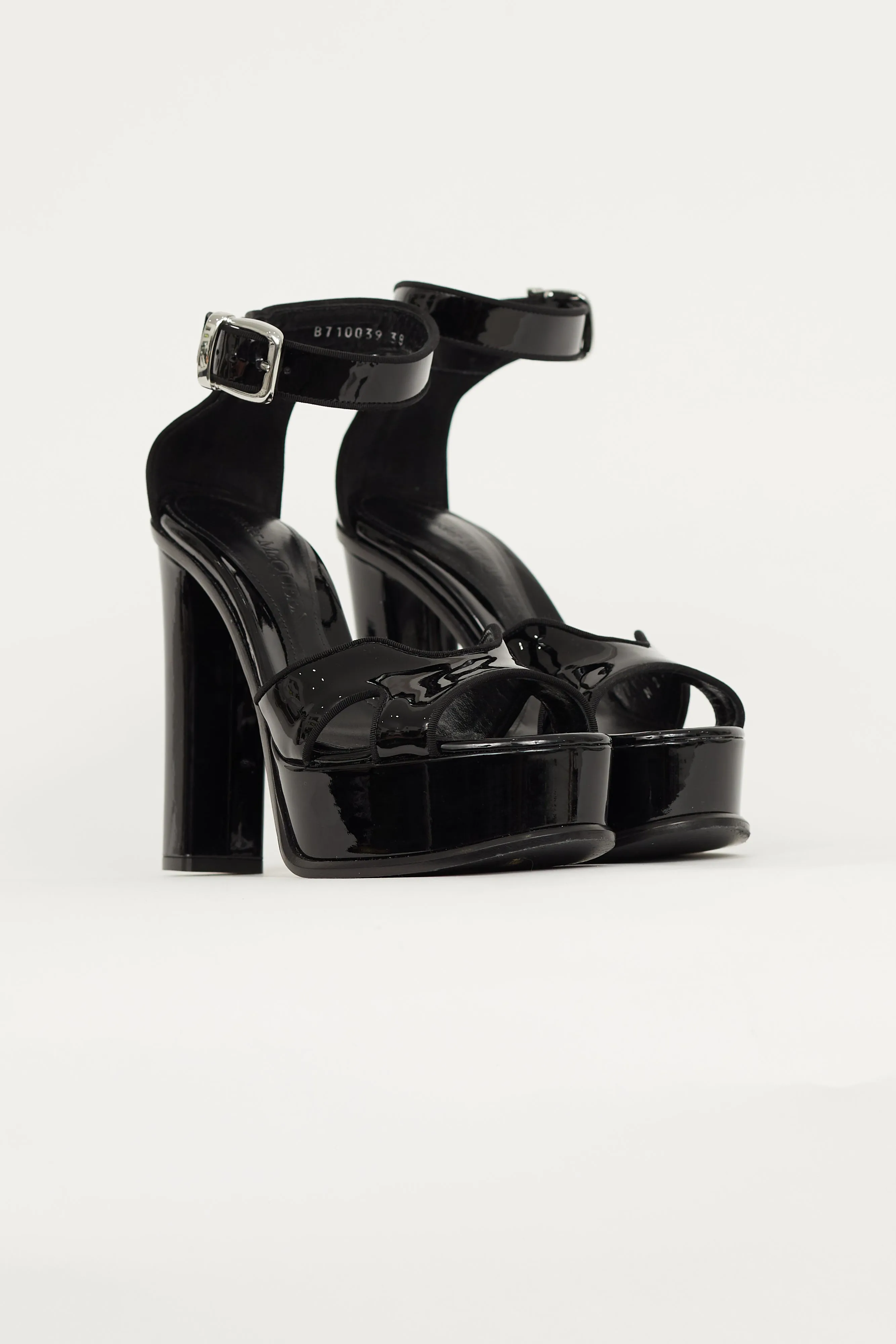 Black Patent Platform Strappy Heel