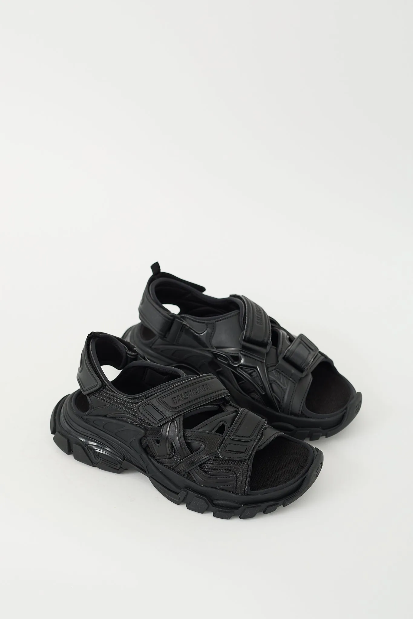 Black Rubber Track Strap Sandal