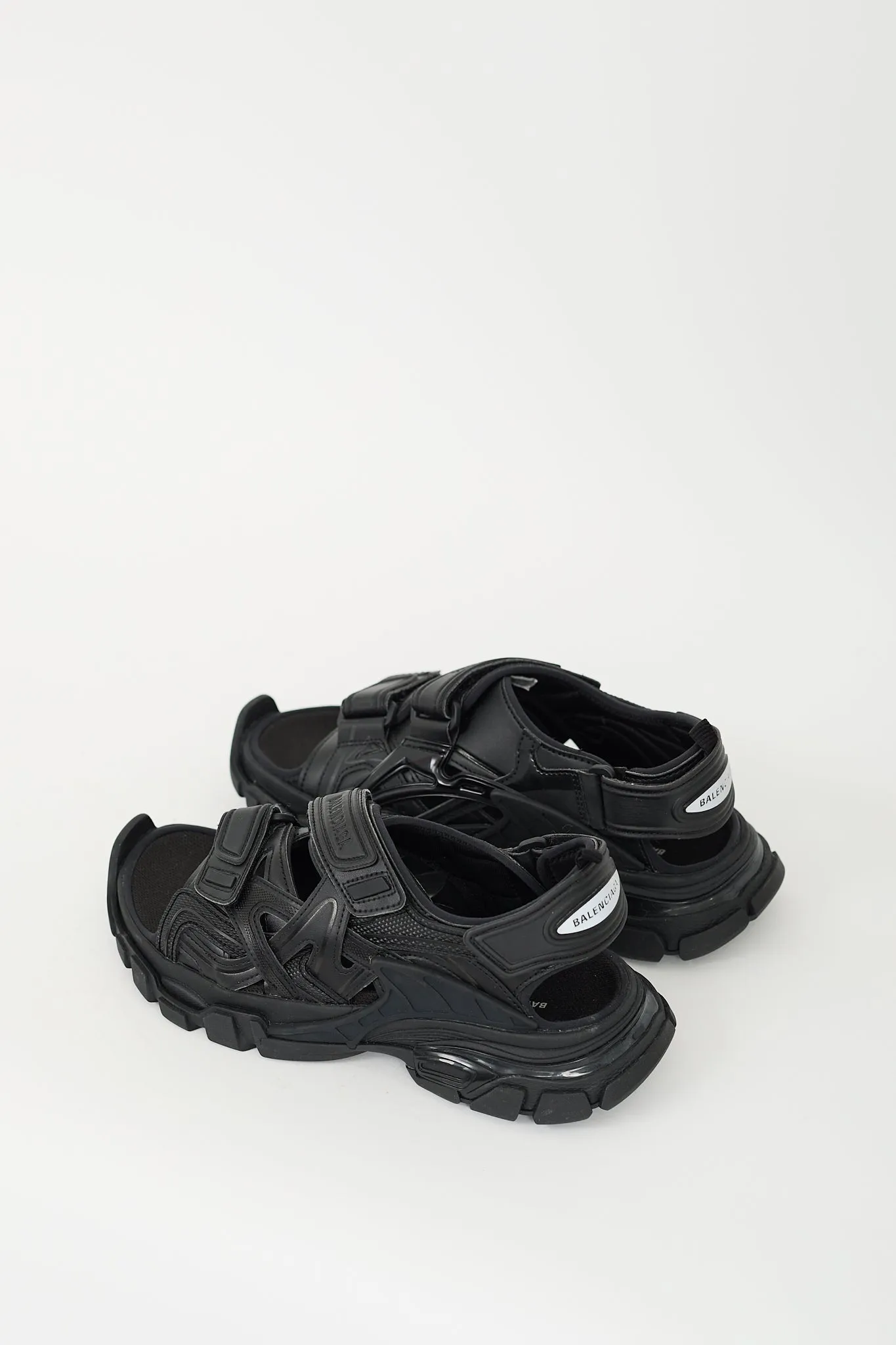 Black Rubber Track Strap Sandal