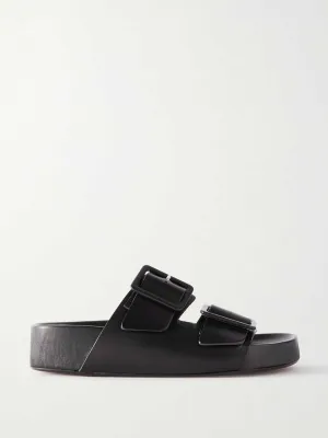 Black Spezia buckled leather platform sandals