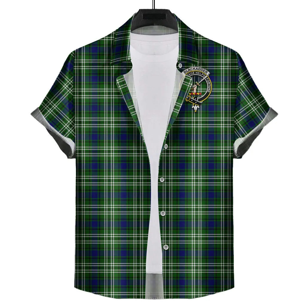 Blackadder Tartan Short Sleeve Button Down Shirt with Family Crest