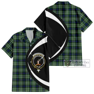 Blackadder Tartan Short Sleeve Button Up with Family Crest Circle Style