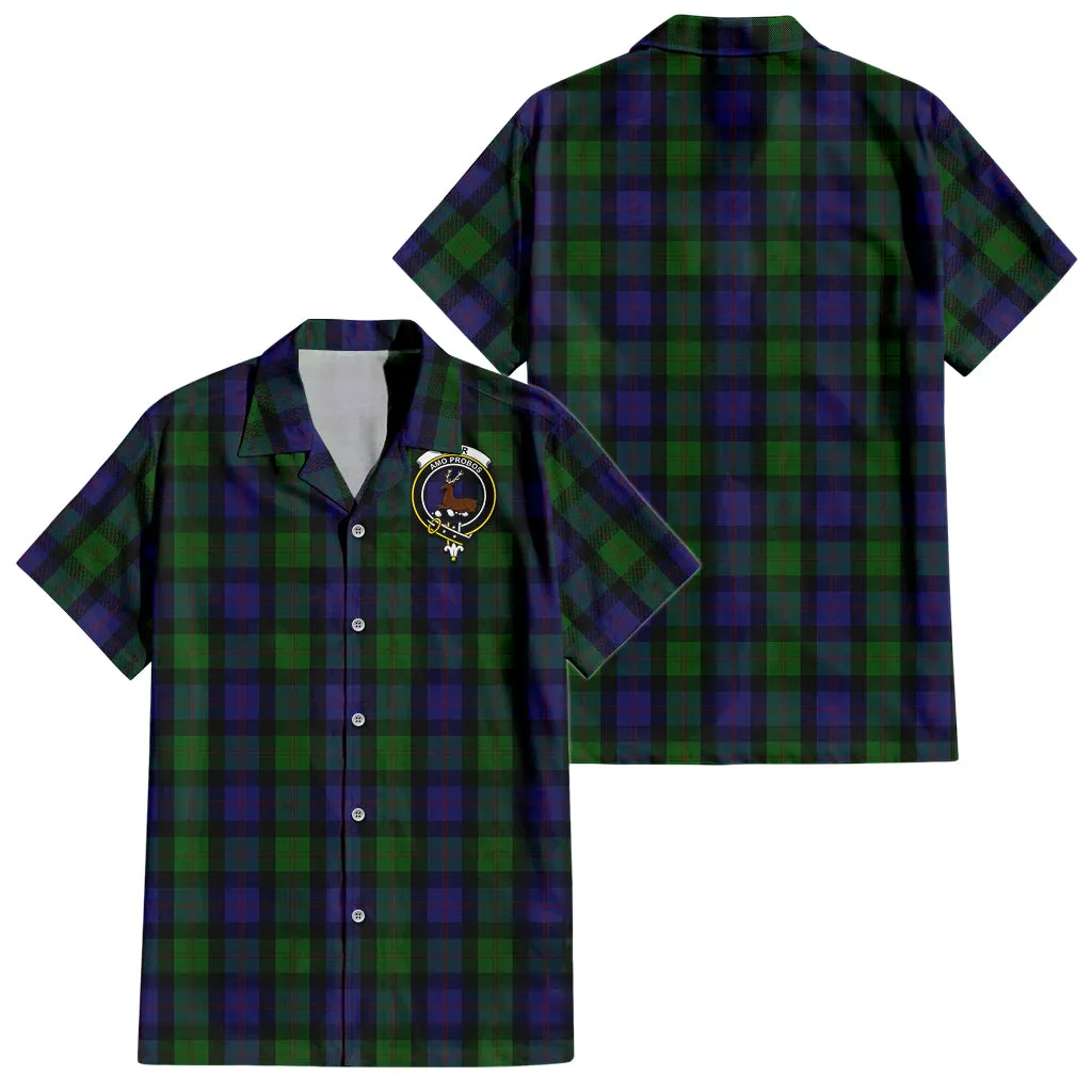 Blair Tartan Short Sleeve Button Down Shirt with Family Crest