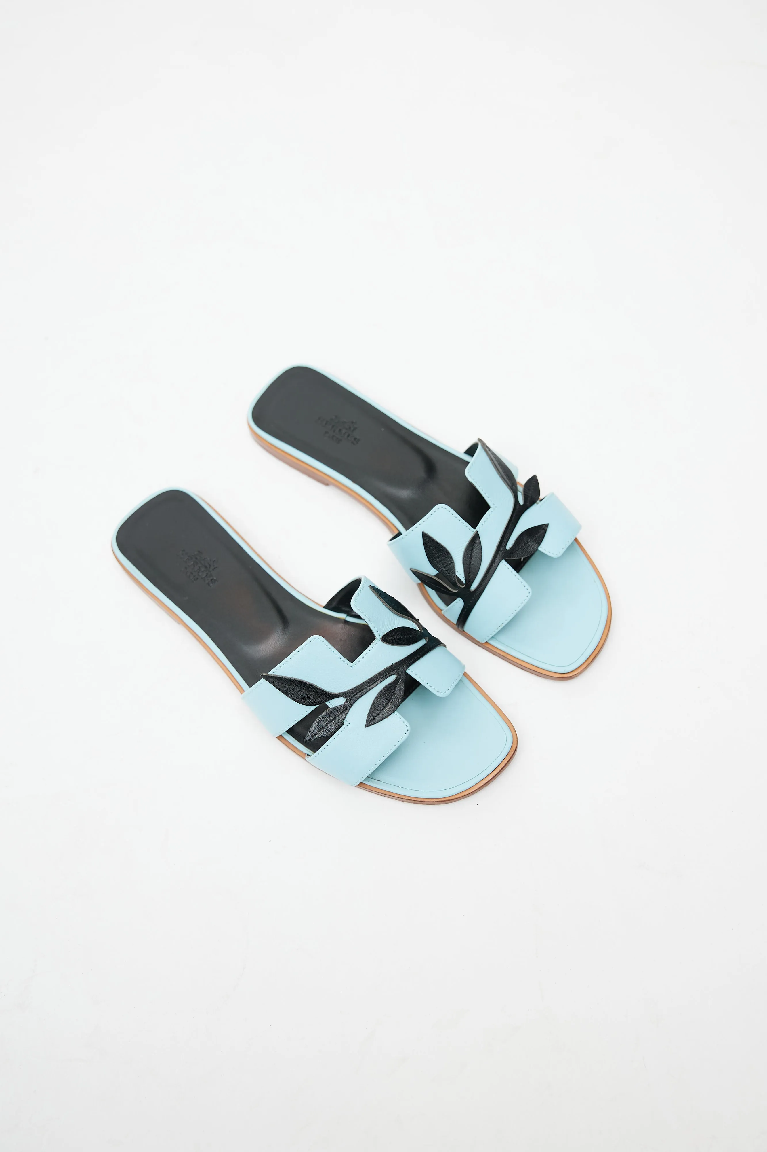 Blue Oran Leather Leaf Sandal