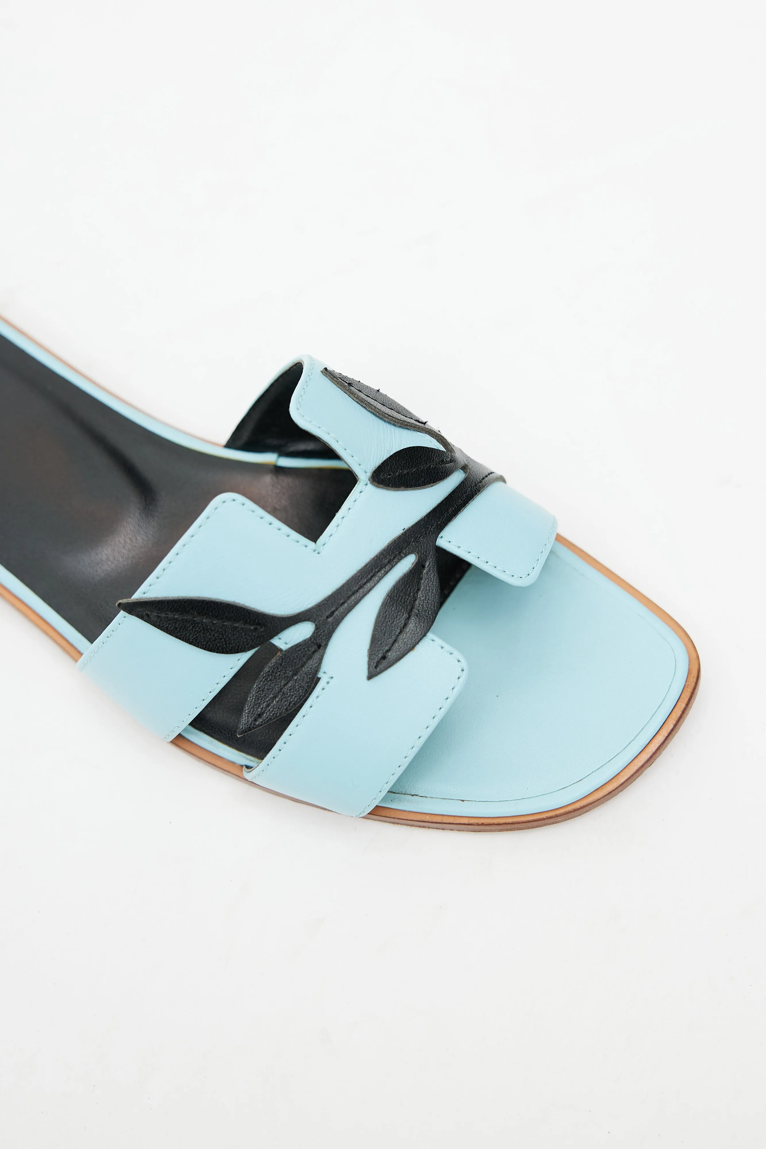 Blue Oran Leather Leaf Sandal