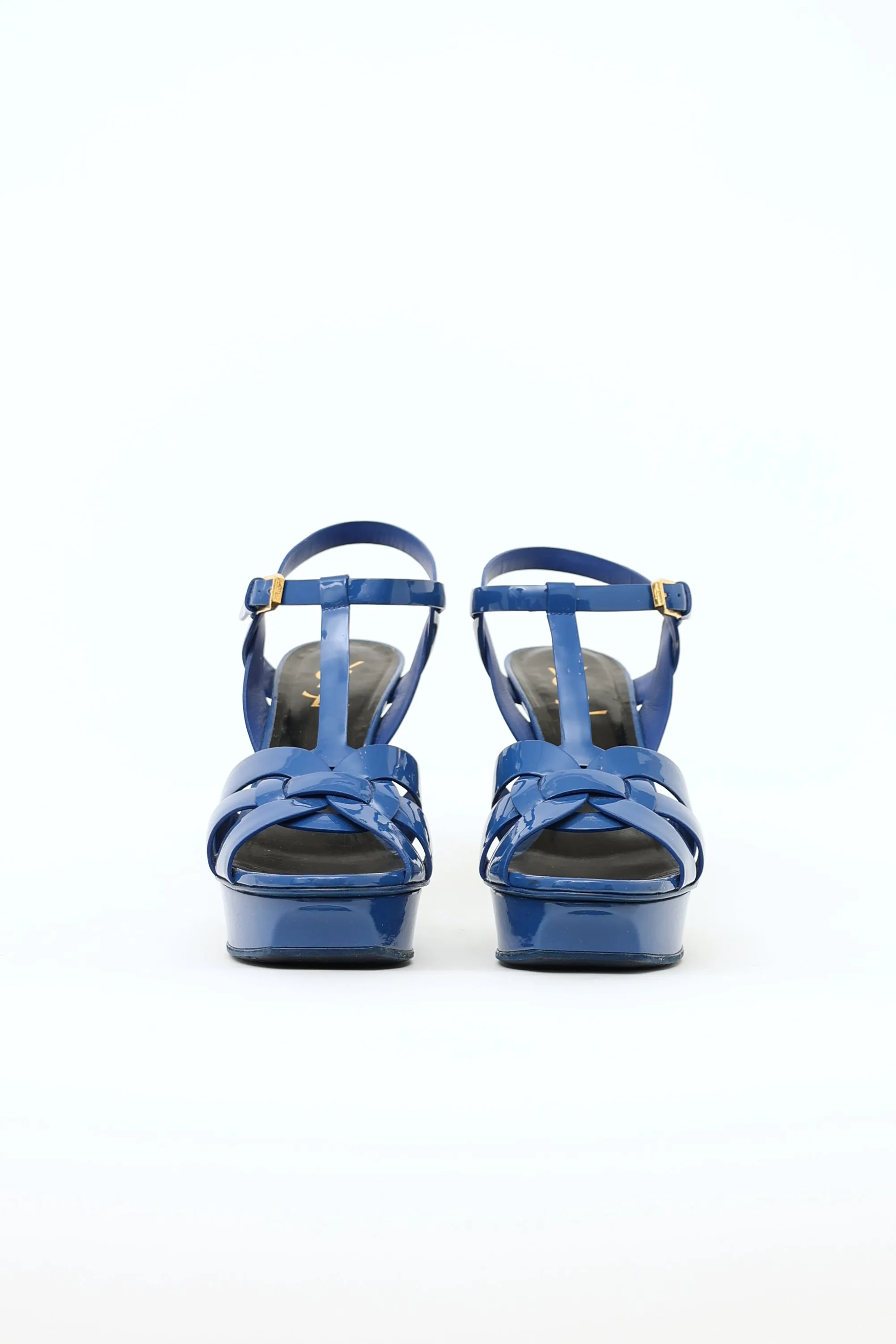 Blue Patent Leather Tribute Sandals