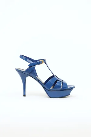 Blue Patent Leather Tribute Sandals