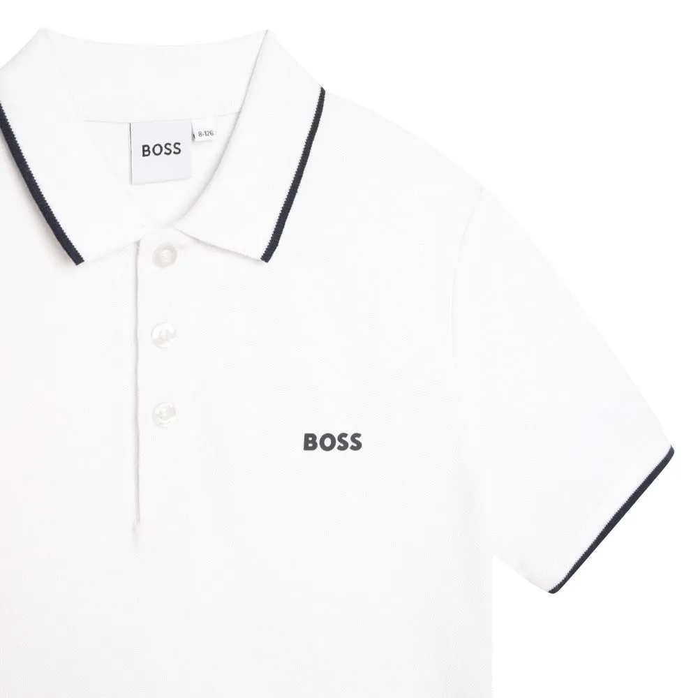 BOSS KIDSWEAR White Short Sleeve Polo