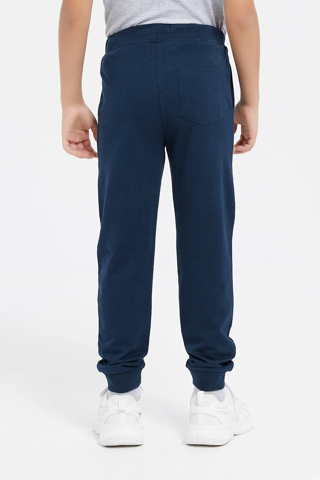 Boys Navy Printed Jogger Pants