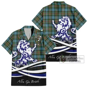 Brisbane Tartan Short Sleeve Button Shirt with Alba Gu Brath Regal Lion Emblem