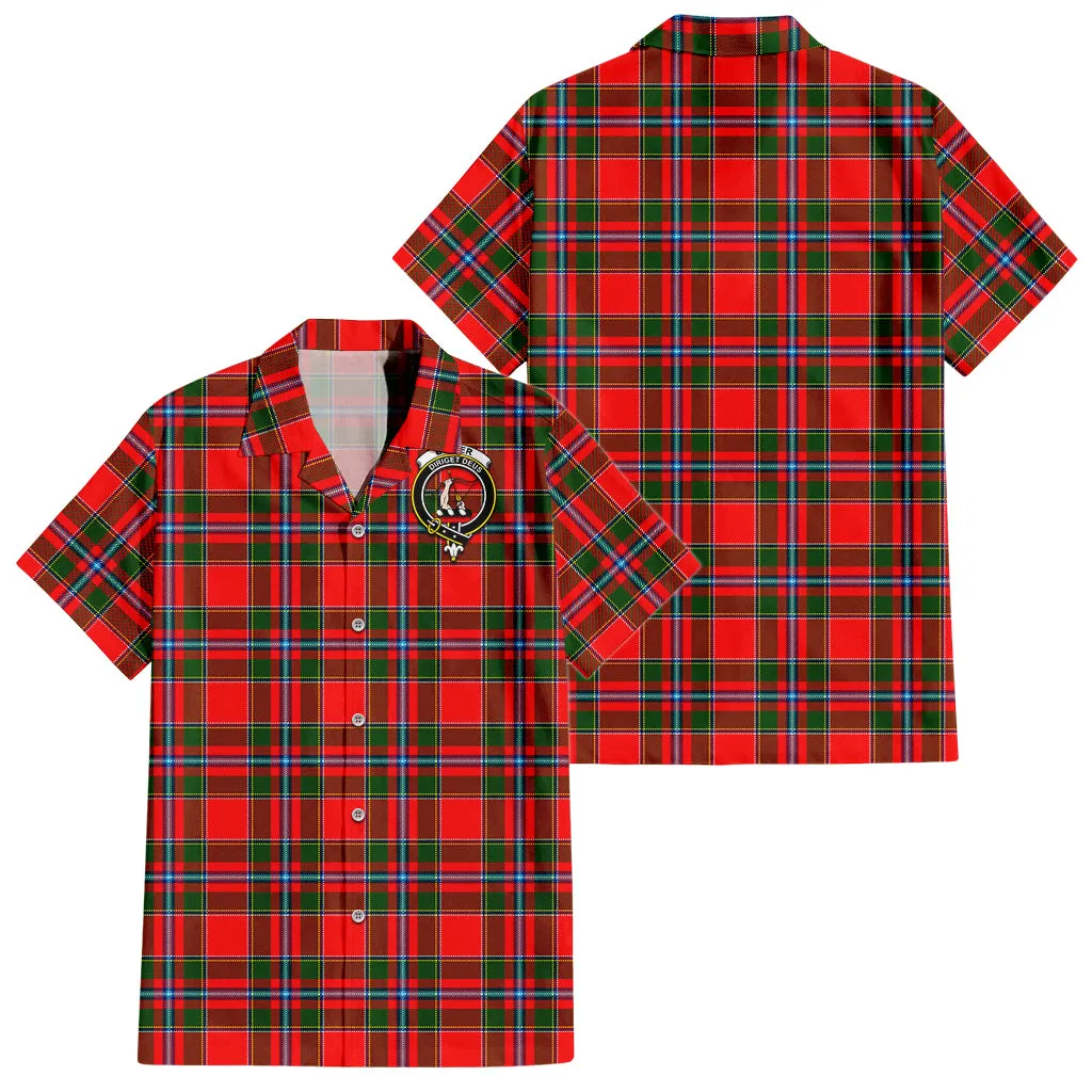 Butter Tartan Short Sleeve Button Down Shirt with Family Crest