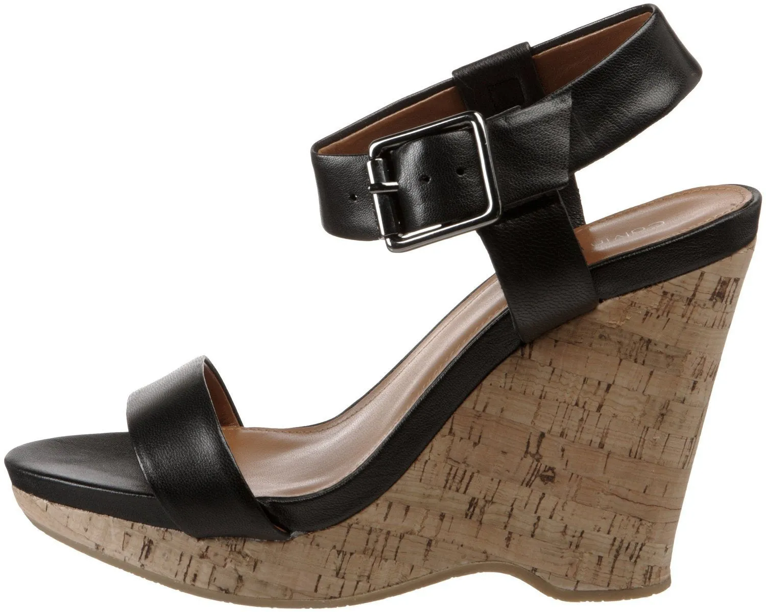 Calvin Klein Nikole Wedge Sandal,Black (Women)