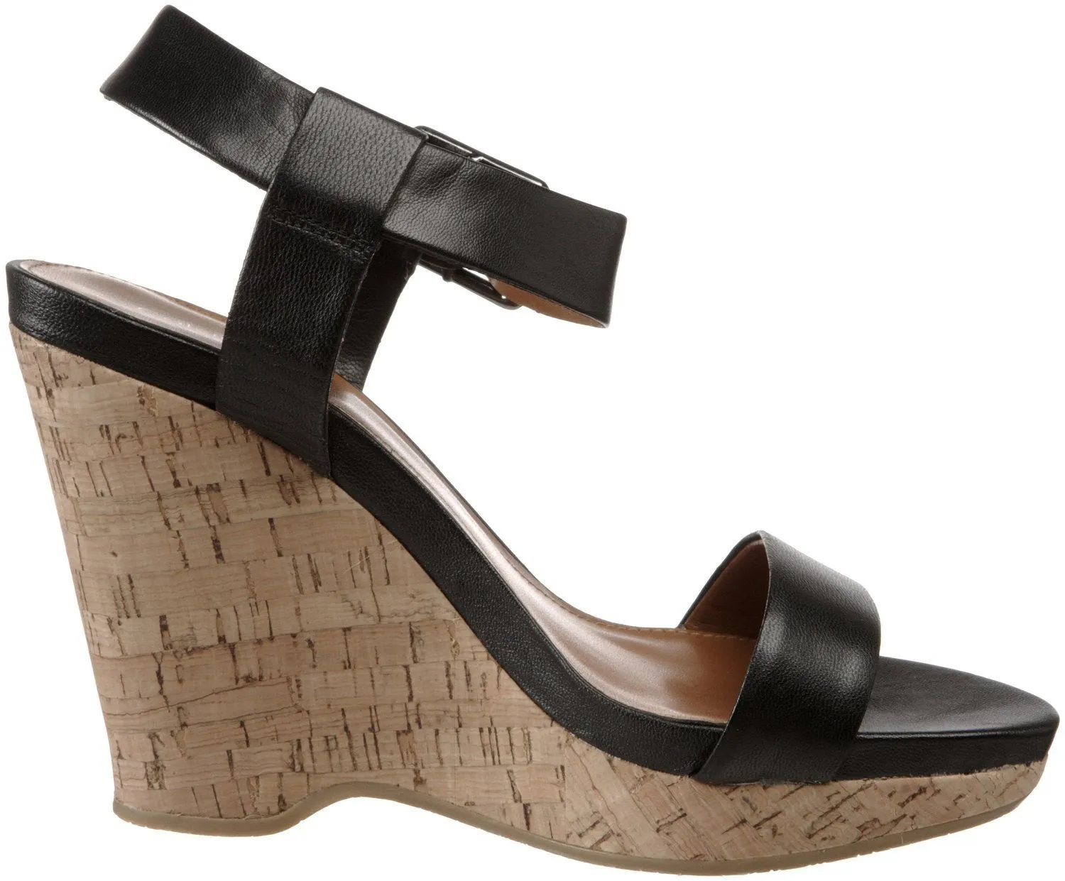 Calvin Klein Nikole Wedge Sandal,Black (Women)