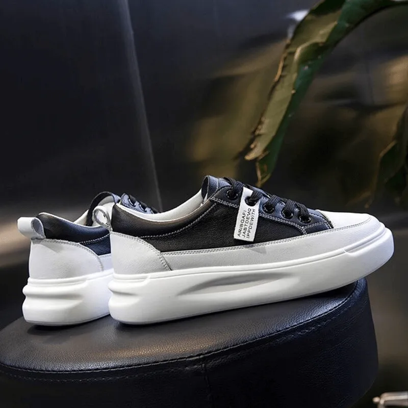 Casual Breathable Lace-Up Sports Leather Platform Sneakers - SF0371