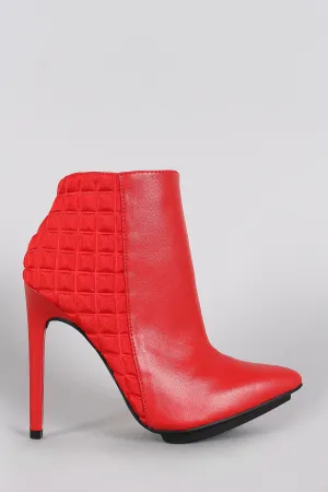 Checker Embossed Pointy Toe Stiletto Booties