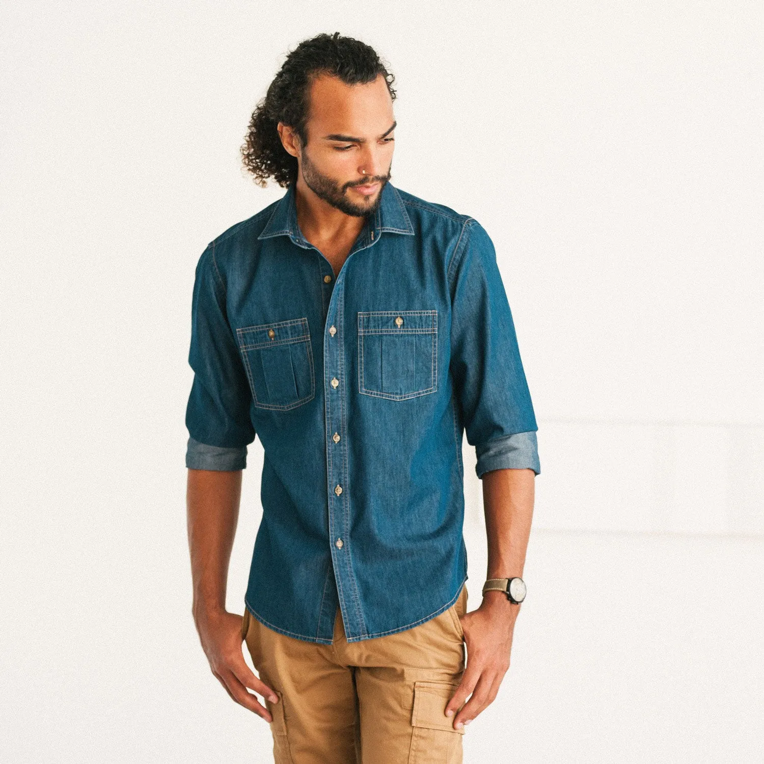 Craftsman Utility Shirt – Medium Blue Cotton Denim