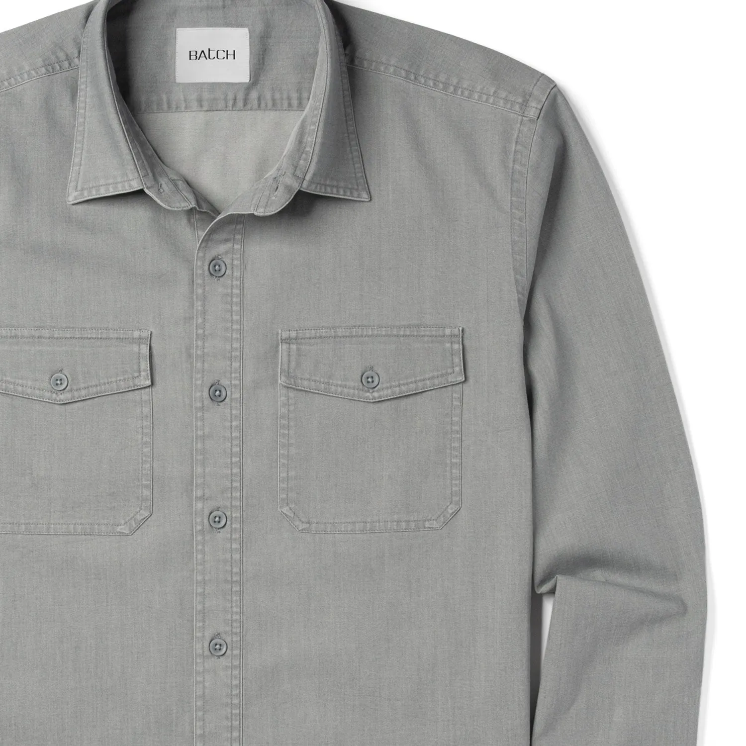 Davis Utility Shirt – Light Gray Cotton Twill