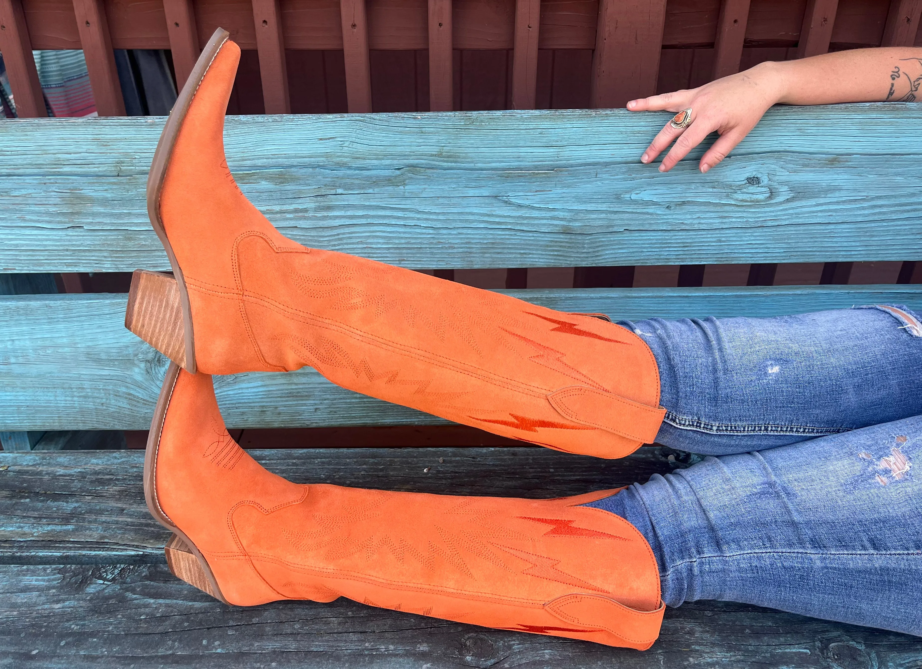 Dingo Women's Orange Thunder Road Snip Toe Cowgirl Boots DI597-OR