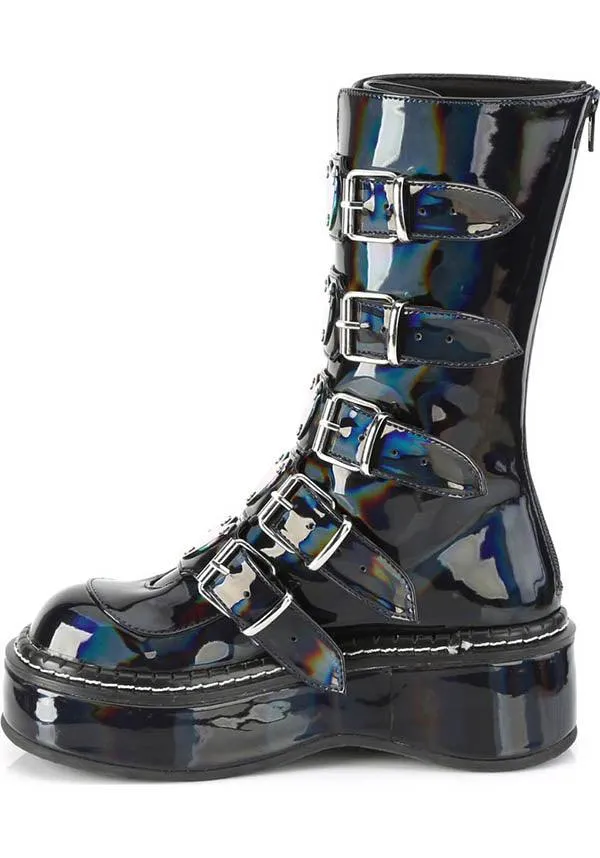 EMILY-330 [Black Hologram] | PLATFORM BOOTS [PREORDER]