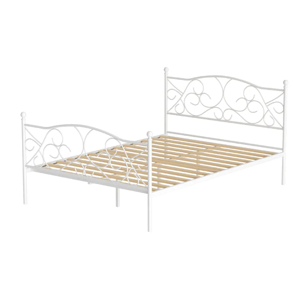 Enhanced Double Bed Frame, Metal & Wood Slats - Artiss