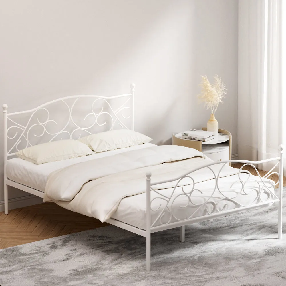 Enhanced Double Bed Frame, Metal & Wood Slats - Artiss