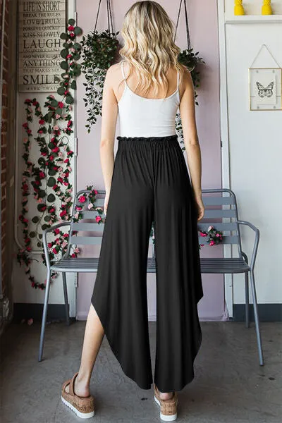 Explore More Collection - Heimish Full Size Frill Slit High Waist Wide Leg Pants