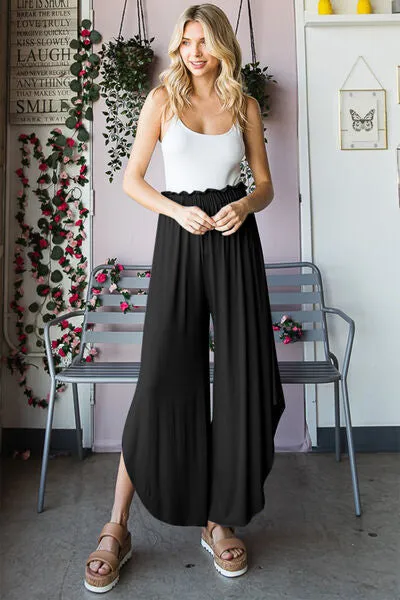 Explore More Collection - Heimish Full Size Frill Slit High Waist Wide Leg Pants