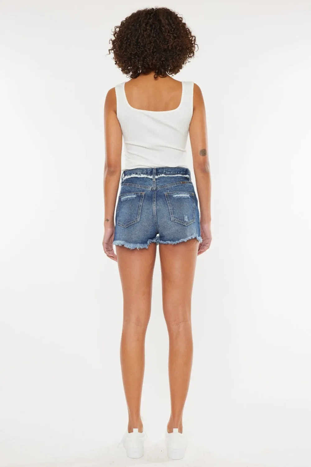 Explore More Collection - Kancan Distressed Button Fly Denim Shorts