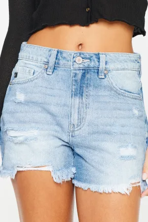 Explore More Collection - Kancan High Waist Frayed Denim Shorts