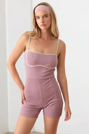 Explore More Collection - Le Lis Contrast Trim Ribbed Knit Bodycon Romper