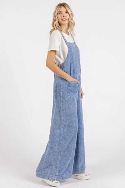 Explore More Collection - Mittoshop Textured Wide Leg Overalls