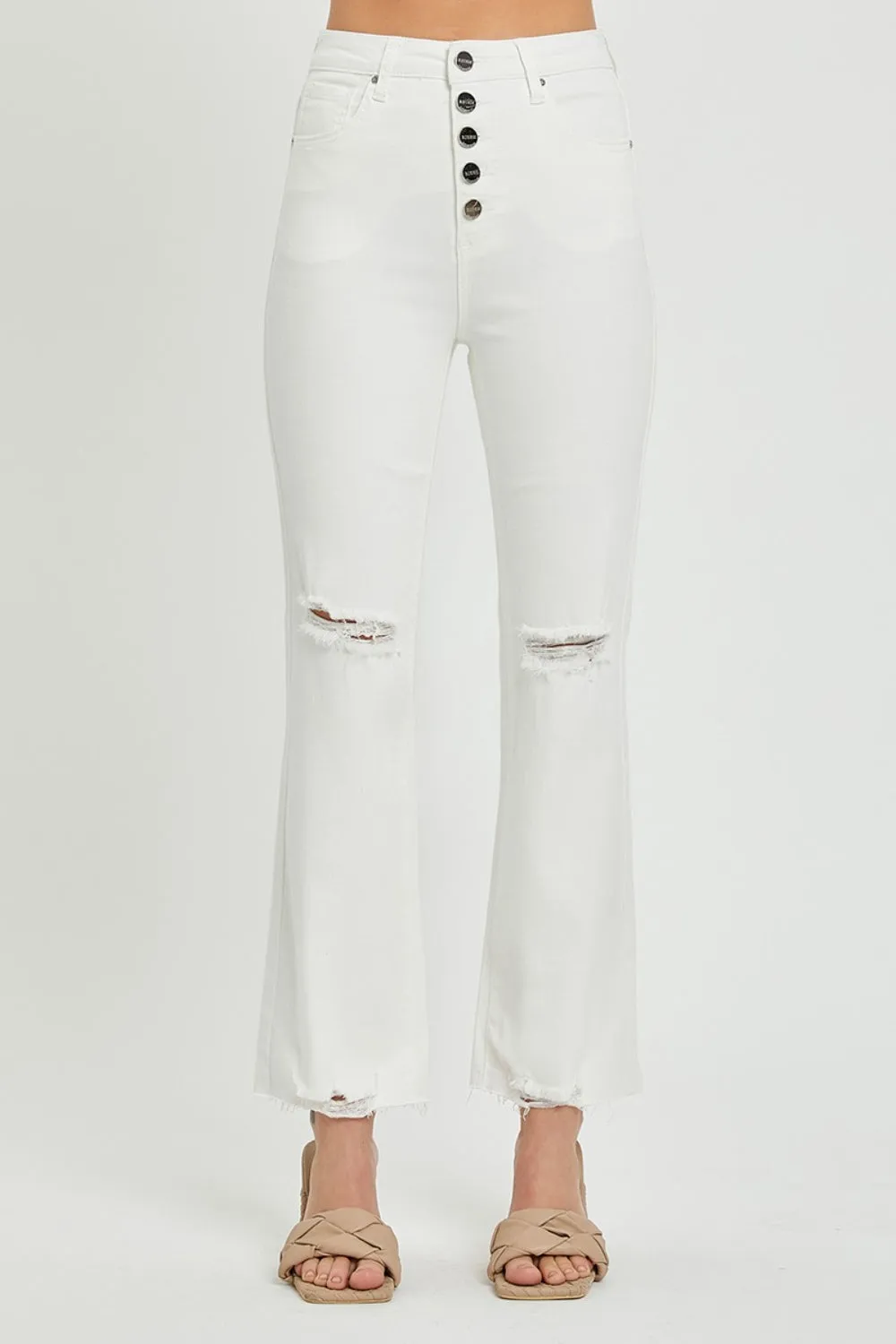 Explore More Collection - RISEN  Full Size High Rise Button Fly Straight Ankle Jeans