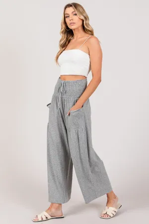 Explore More Collection - SAGE   FIG Drawstring Smocked High Waist Pants