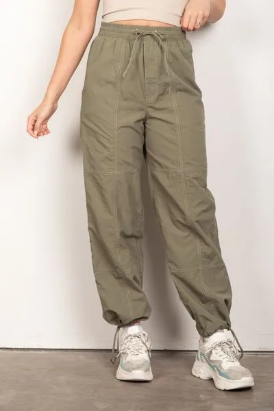 Explore More Collection - VERY J Drawstring Woven Parachute Joggers