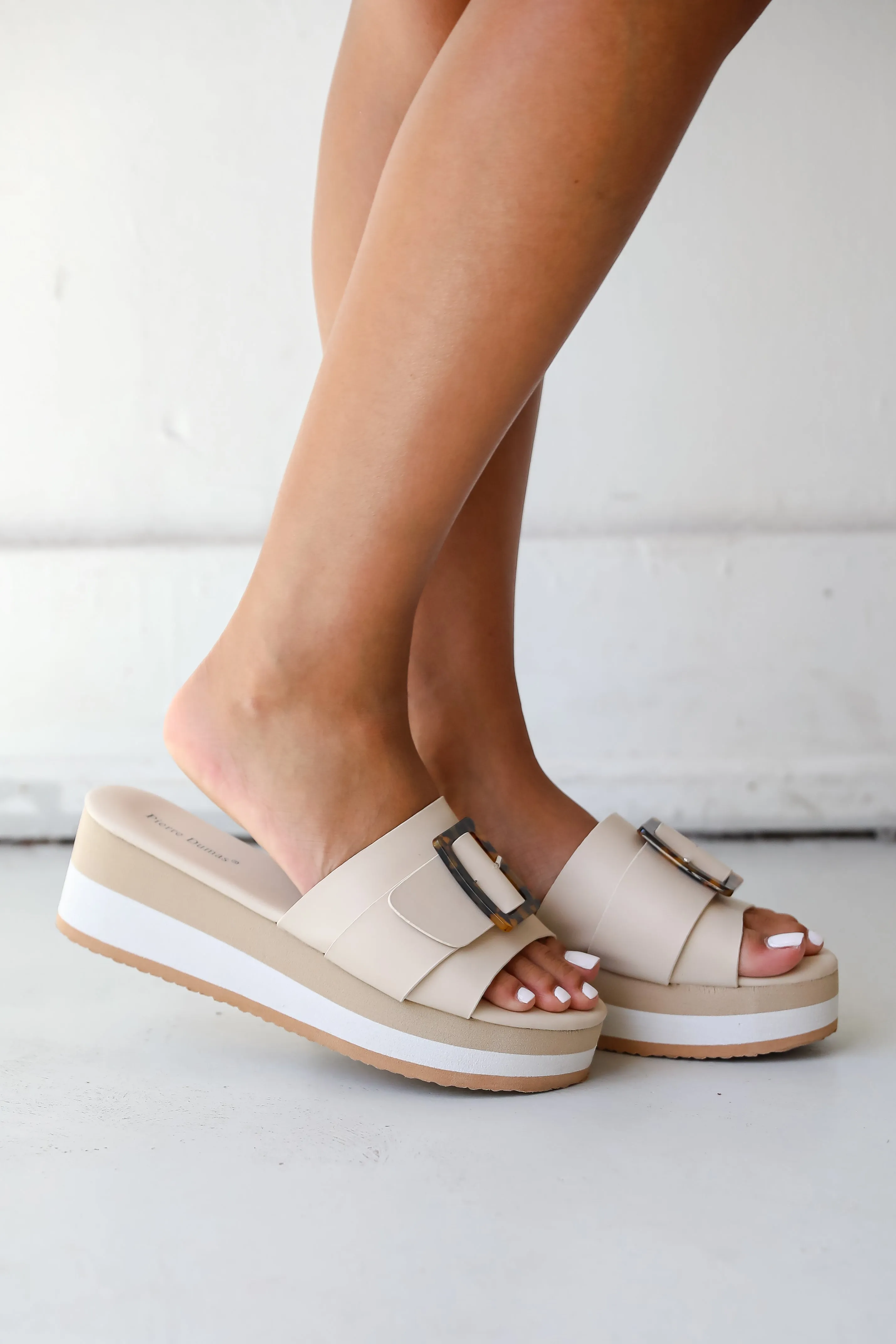 FINAL SALE - Cabana Ready Nude Platform Slide Sandals