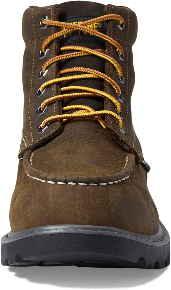 Floorhand Moc Toe Waterproof 6" Wolverine Lace-Up Boot, Dark Coffee