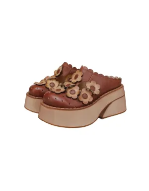 Flowers Decor Retro Platform Sandals