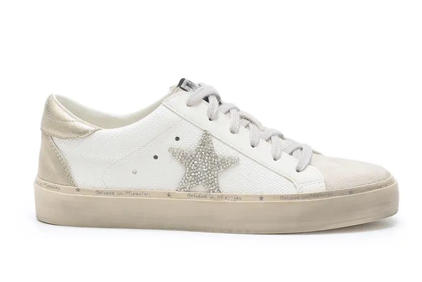 Gaby- White/Gold Star Sneaker