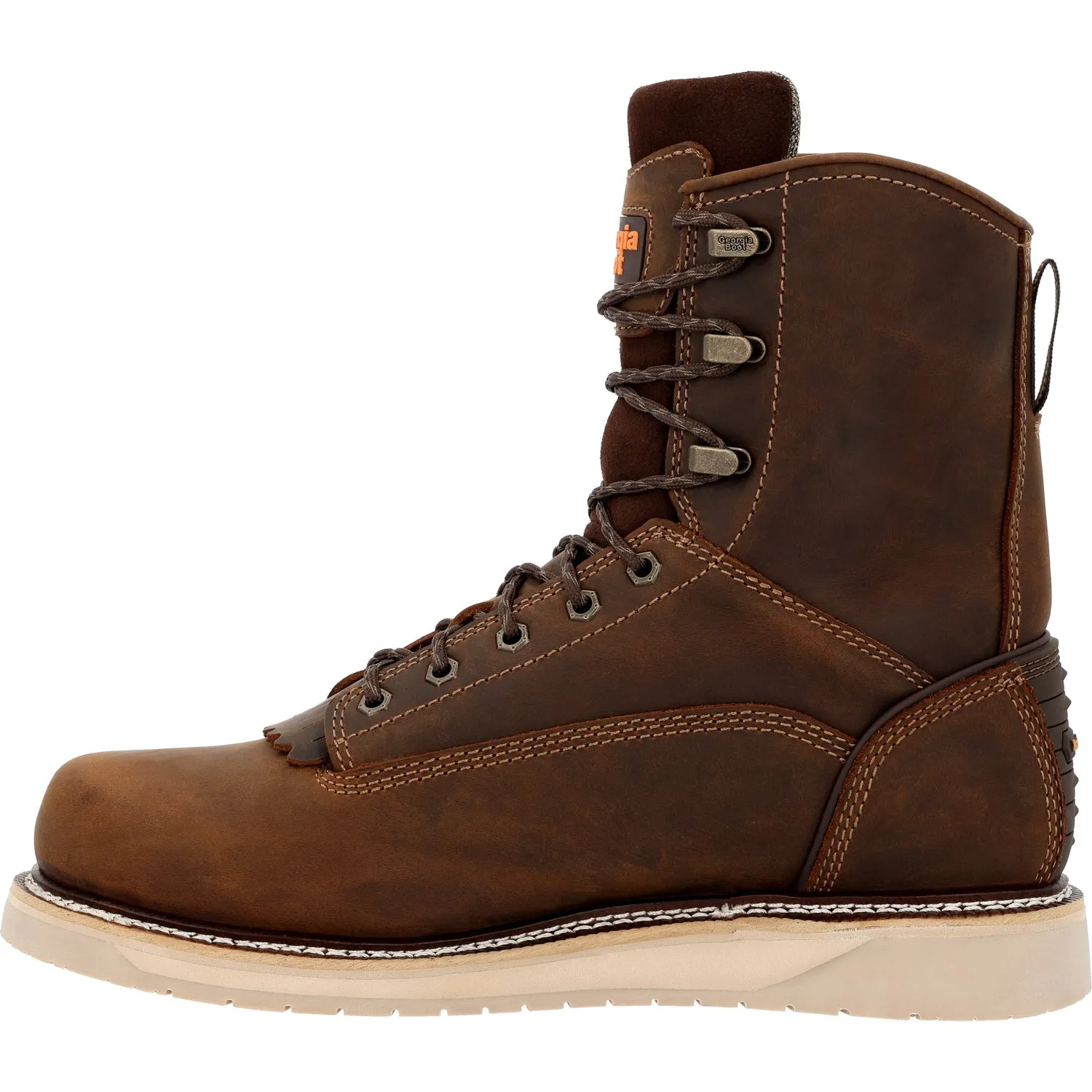 Georgia Mens AMP LT Wedge WP Brown Leather Work Boots