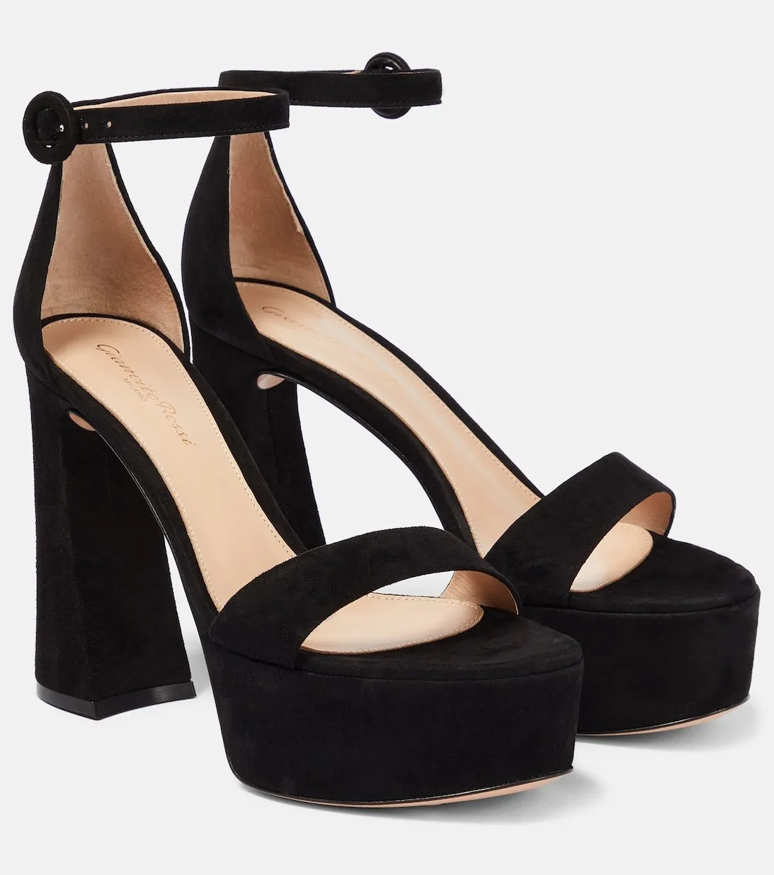 Gianvito Rossi suede platform sandals, black