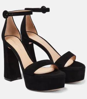 Gianvito Rossi suede platform sandals, black