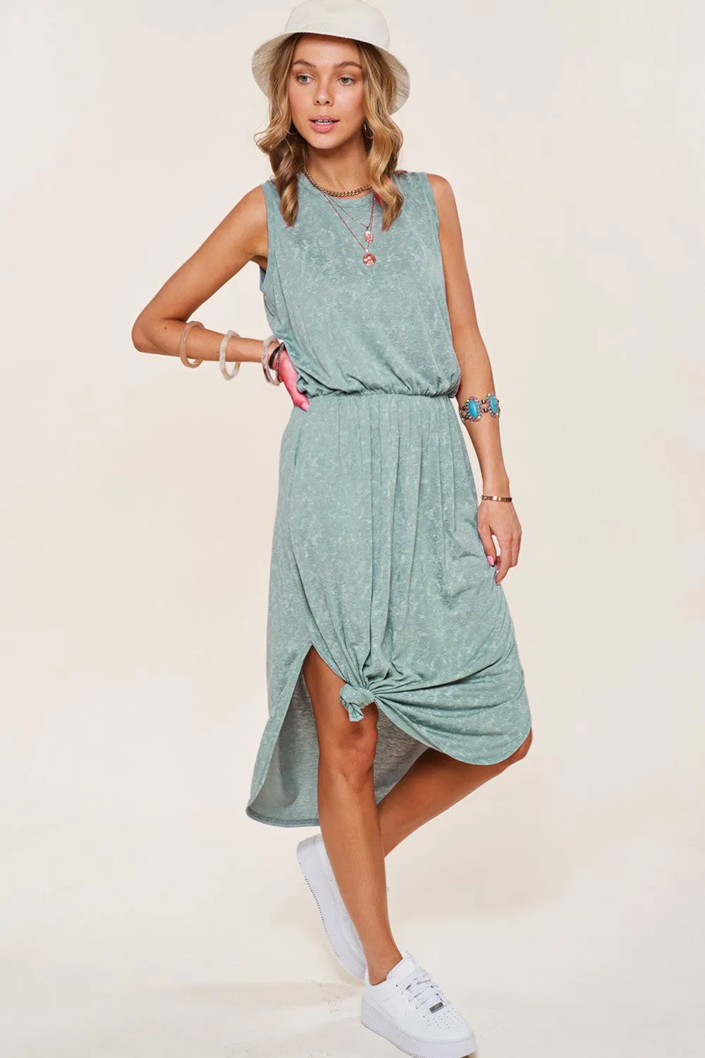 Green Sleeveless Summer Casual Long Dress